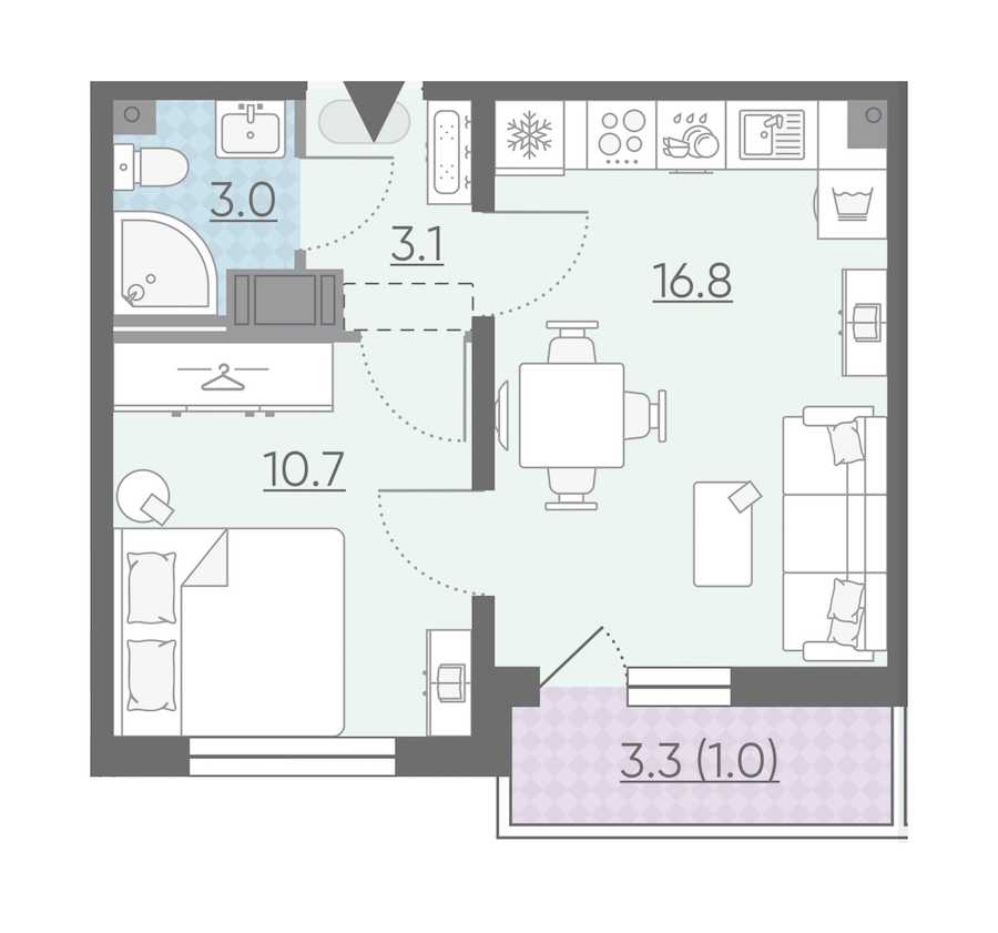 Однокомнатная квартира в : площадь 34.6 м2 , этаж: 3 - 5 – купить в Санкт-Петербурге